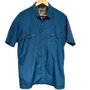 KUHL Short Sleeve Button Down Shirt Size Large Tall Blue Eluxur Hiking Gorpcore